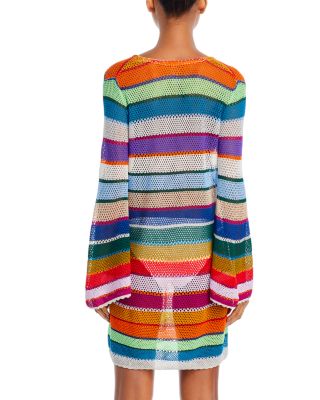 Crochet Stripe Tunic Swim Cover-Up