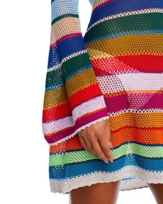 Crochet Stripe Tunic Swim Cover-Up