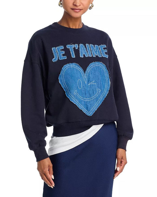 Denim Je T'aime Smiley Sweatshirt