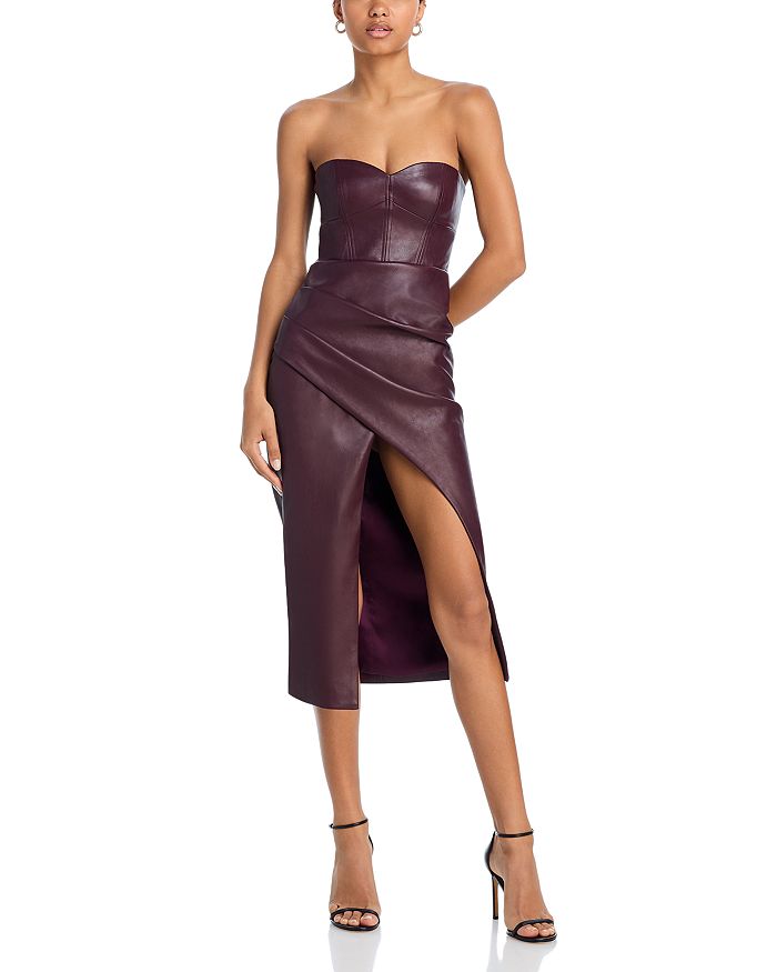 Kai Faux Leather Midi Dress