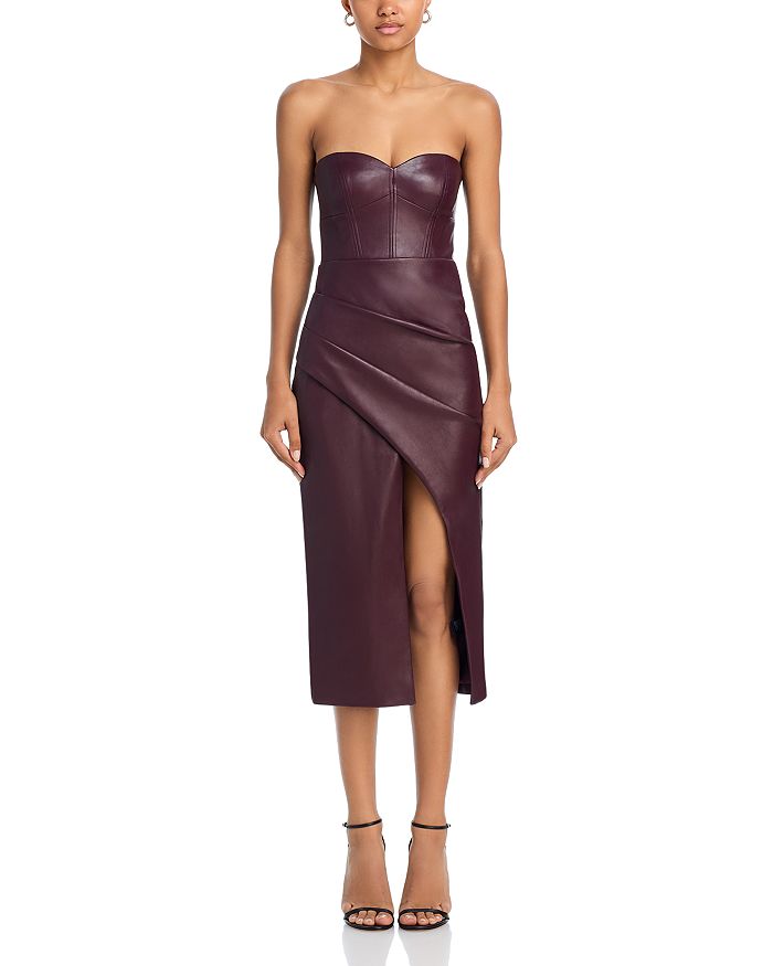 Kai Faux Leather Midi Dress