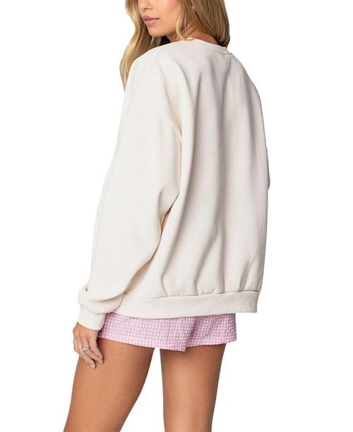 Bow Brat Printed Beige Sweatshirt