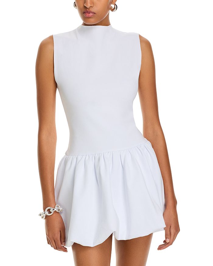 Ponte Mock Neck Bubble Mini Dress