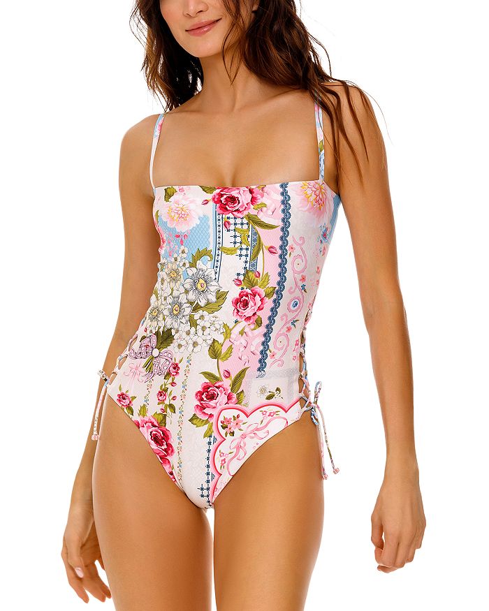 White Floral One Piece Swimsuit