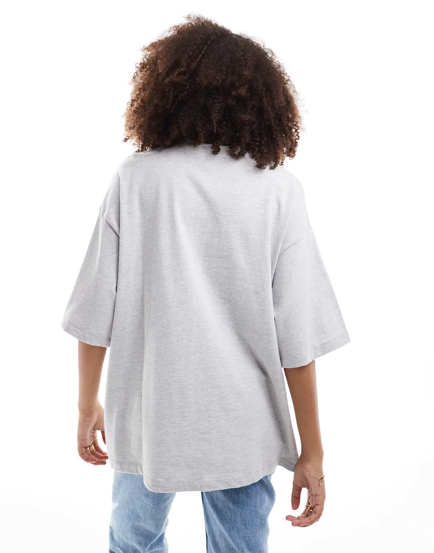 Oversized T-shirt with Naples graphic in gray heather