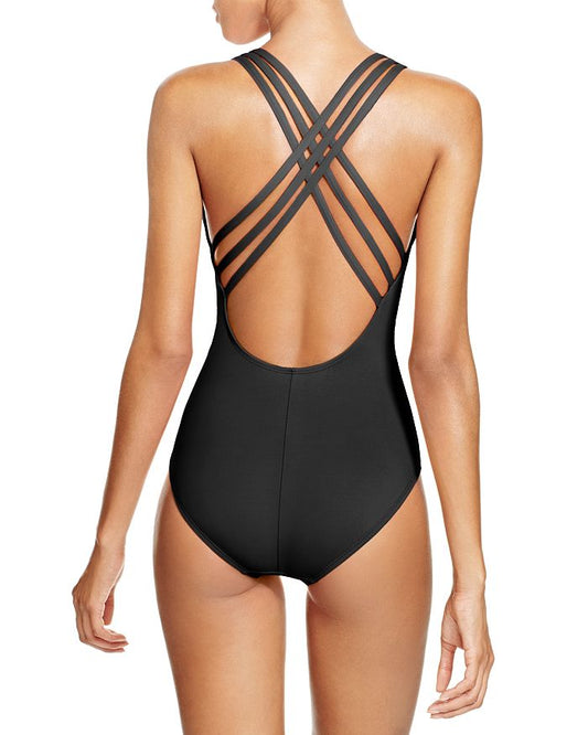 Multistrap Cross Back One Piece Swimsuit